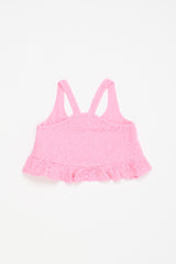TOP AUS SPITZE MIT POMMEGRANATEN ROSA