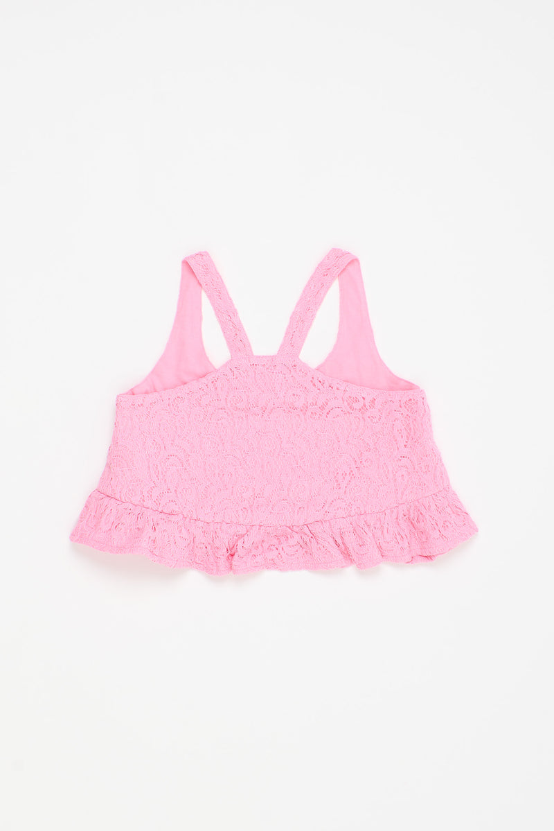 TOP AUS SPITZE MIT POMMEGRANATEN ROSA