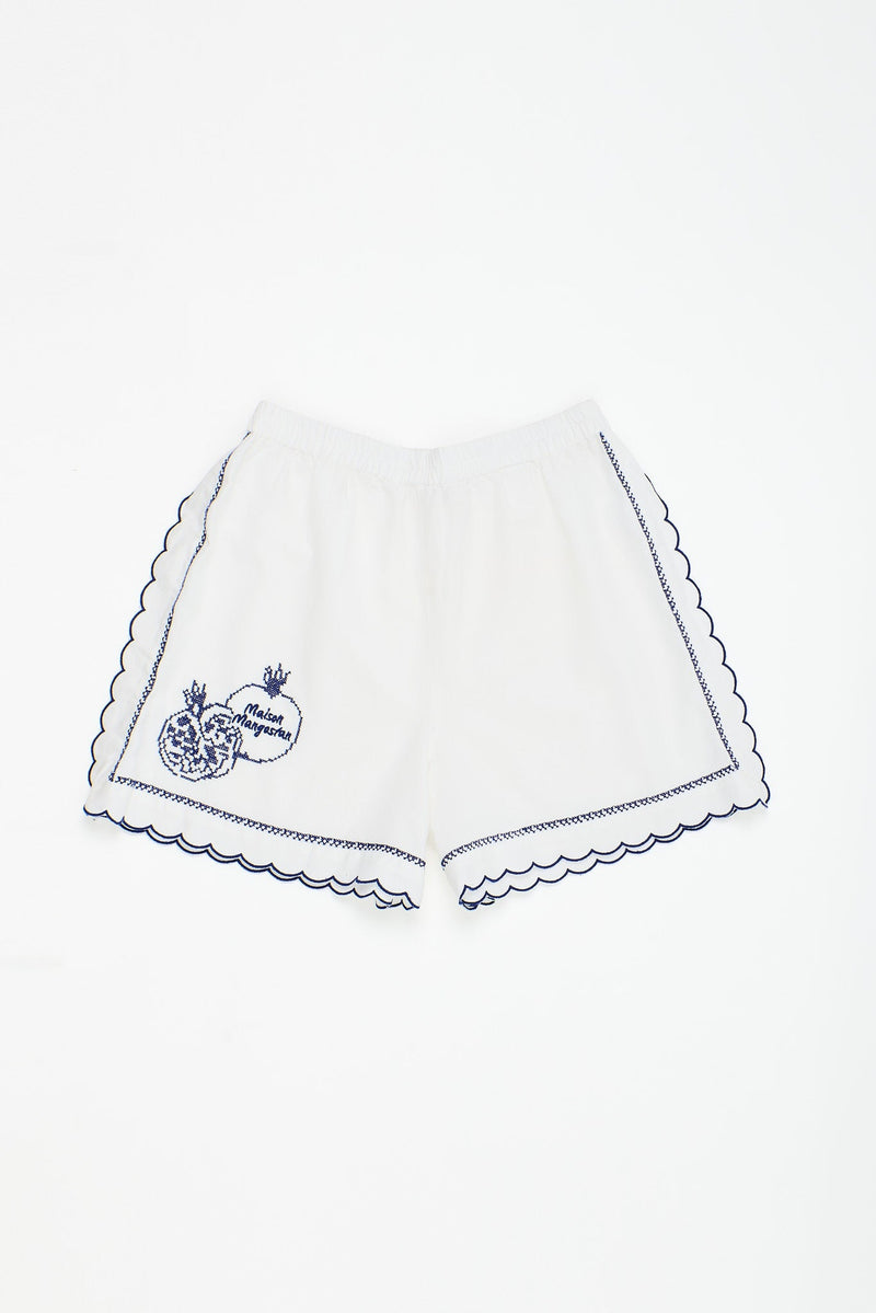 GRANATAPFEL-STICKEREI SHORT WEISS ERWACHSENE 