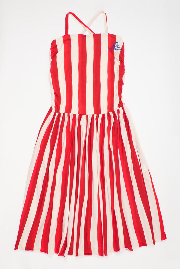 WRINKLE STRIPES DRESS WHITE/RED ADULT