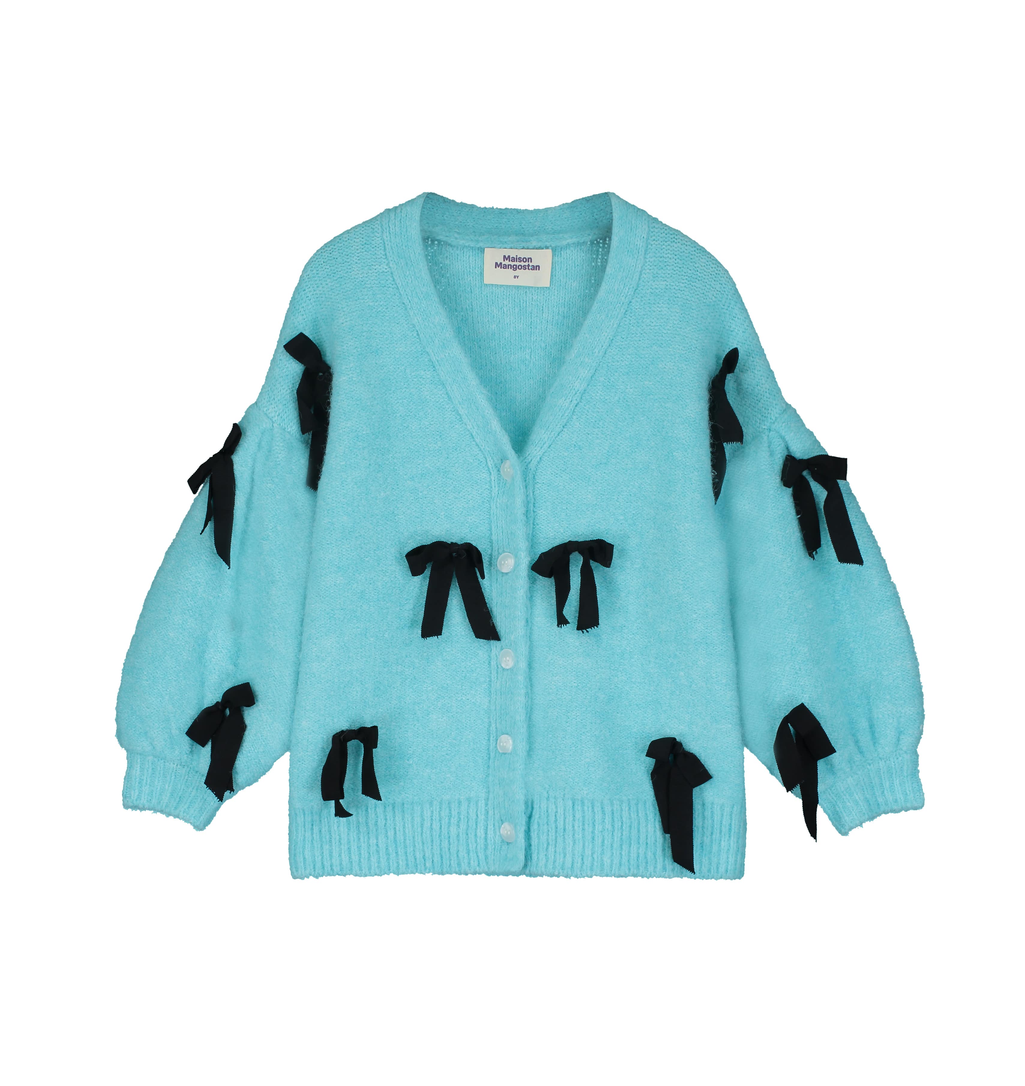 BOW KNIT CARDIGAN SKY BLUE