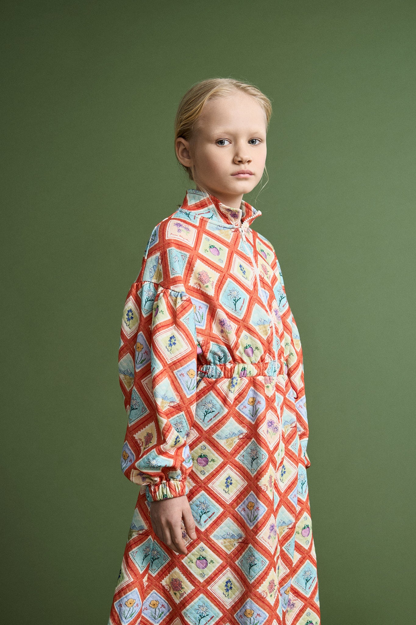 POSTCARD QUILTED DRESS RED