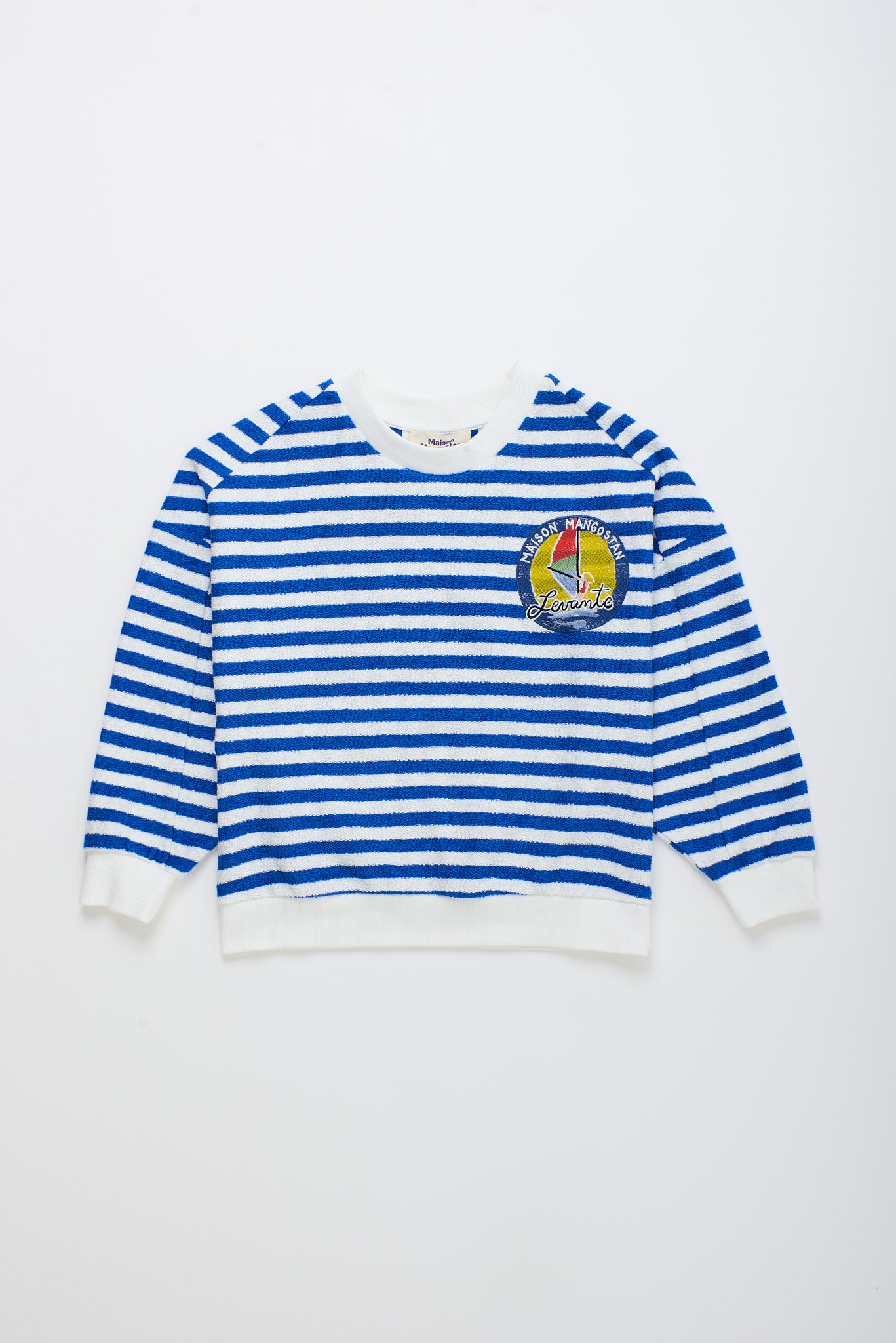 LEVANTE STRIPED KNIT SWEATSHIRT WHITE & BLUE