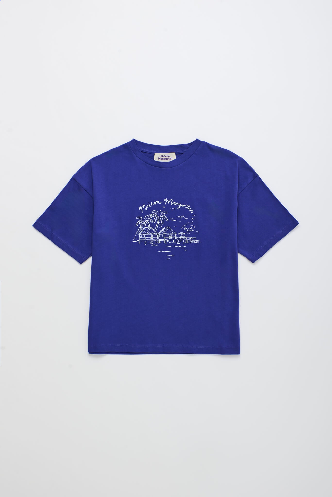 トップス maison mangostan TABLE CLOTH SHIRT 6Y LEISURELY T-SHIRT BLUE