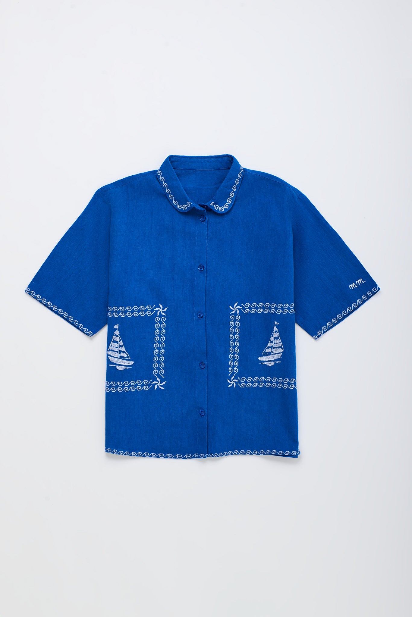 BARCOS EMBROIDERED SHIRT BLUE