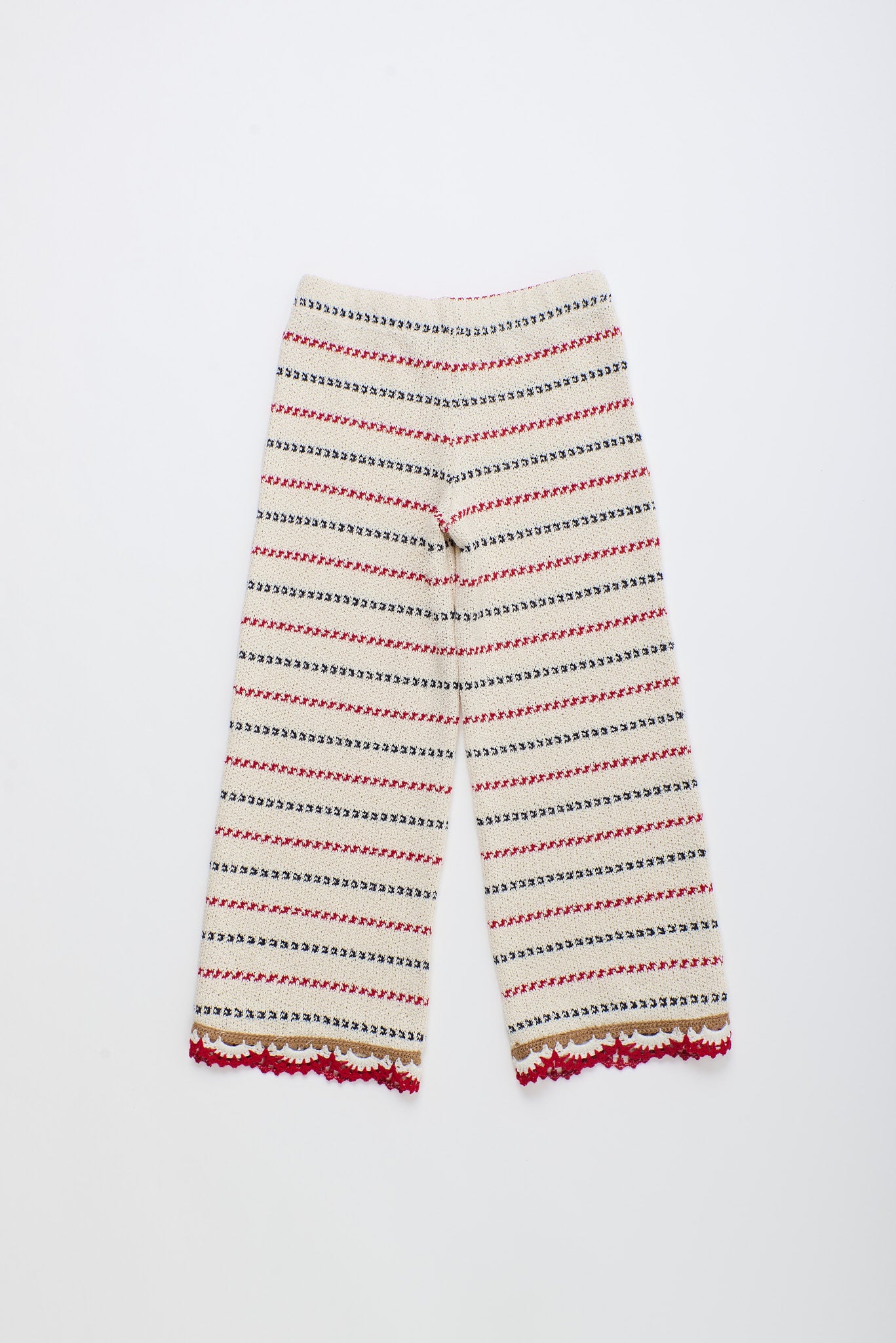 BARCOS KNIT PANTS OFF WHITE / RED