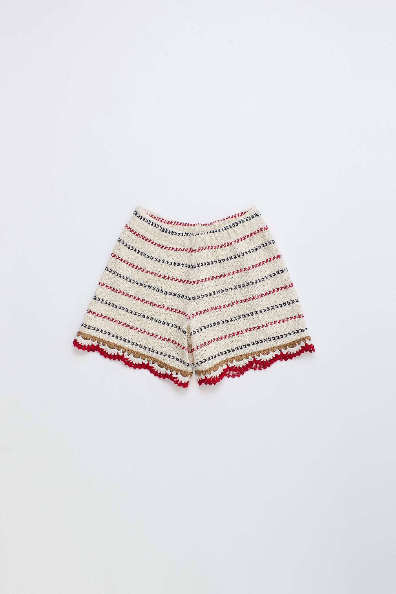 BARCOS KNIT SHORTS OFF WHITE / RED