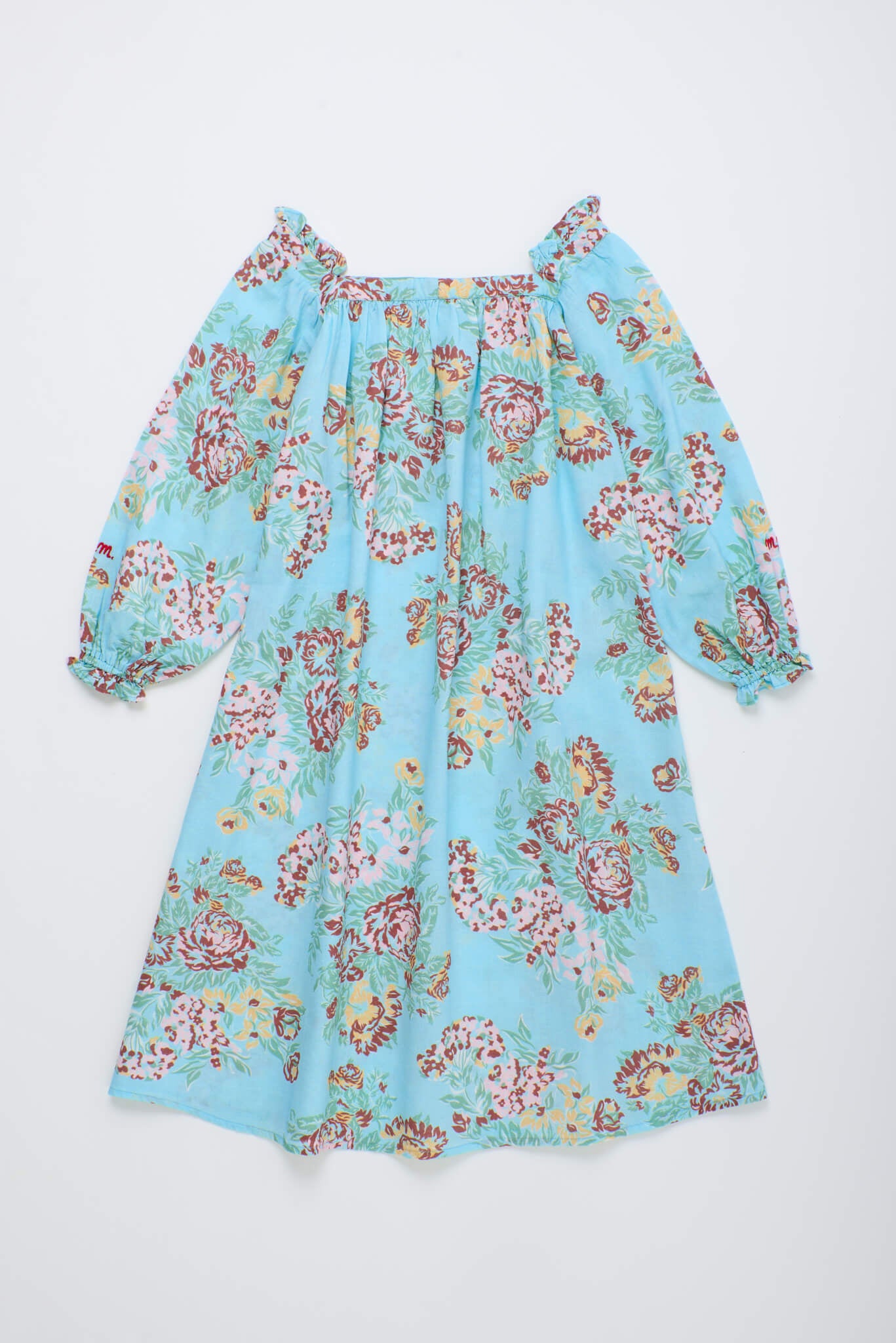 VINTAGE FLOWERS DRESS WITH PUFFY SLEEVES MINT