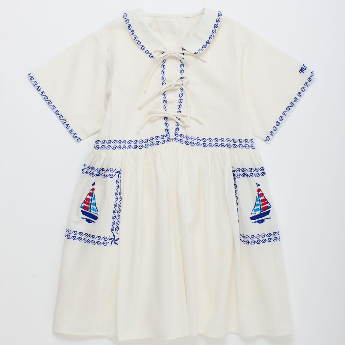 BARCOS EMBROIDERED DRESS White 14 KIDS | MAISON MANGOSTAN