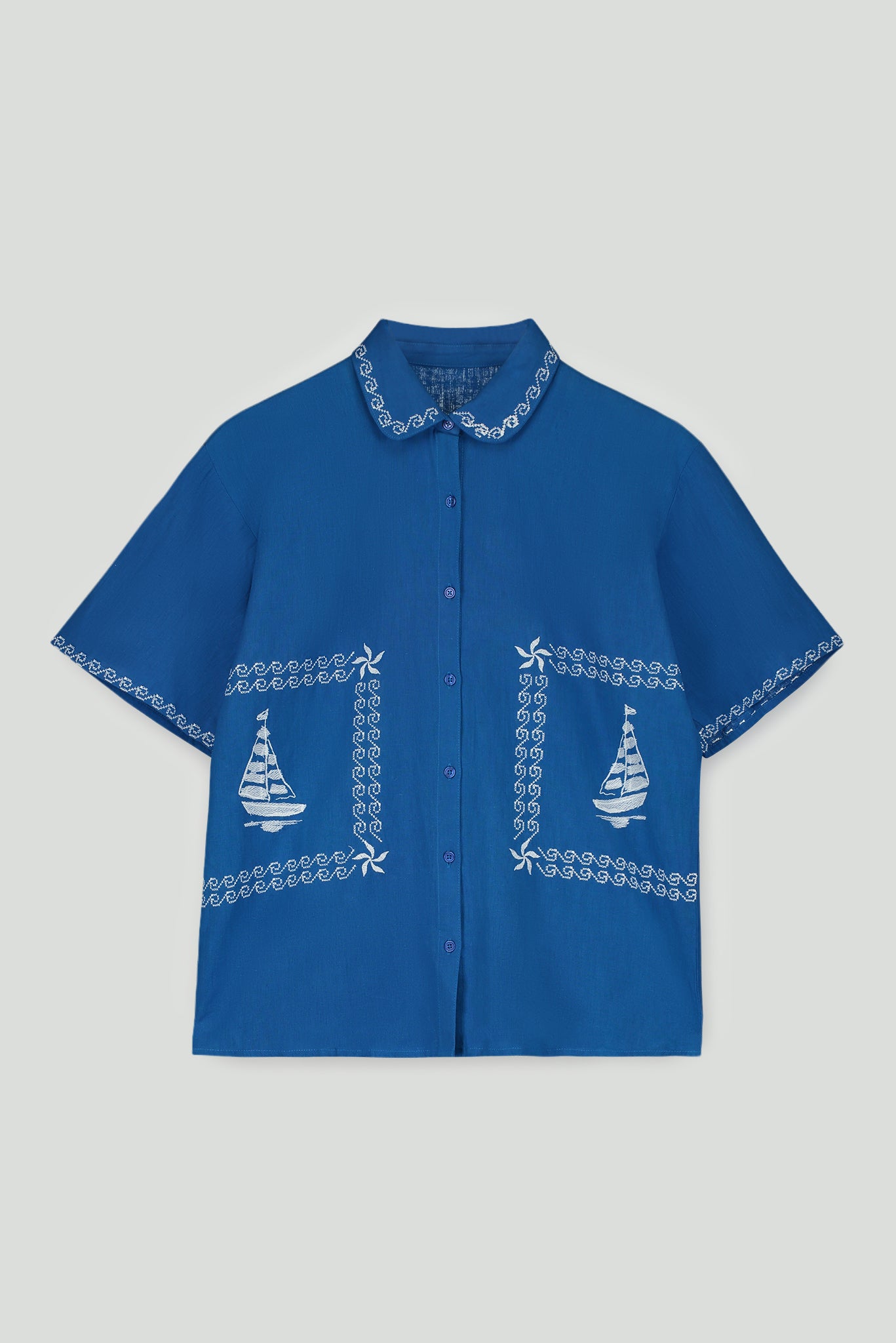 BARCOS EMBROIDERED SHIRT BLUE