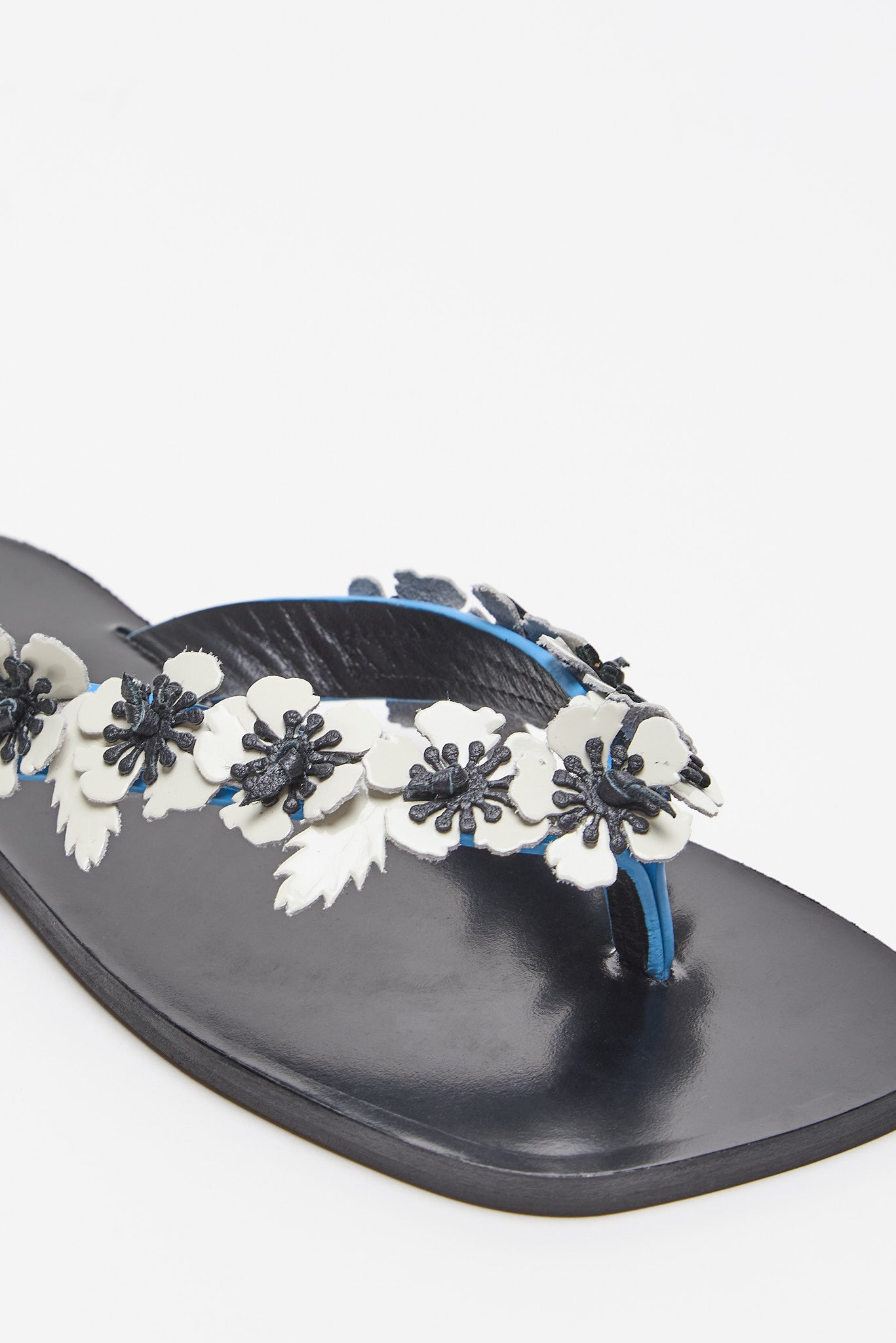 HIBISCUS WHITE / BLUE SANDALS