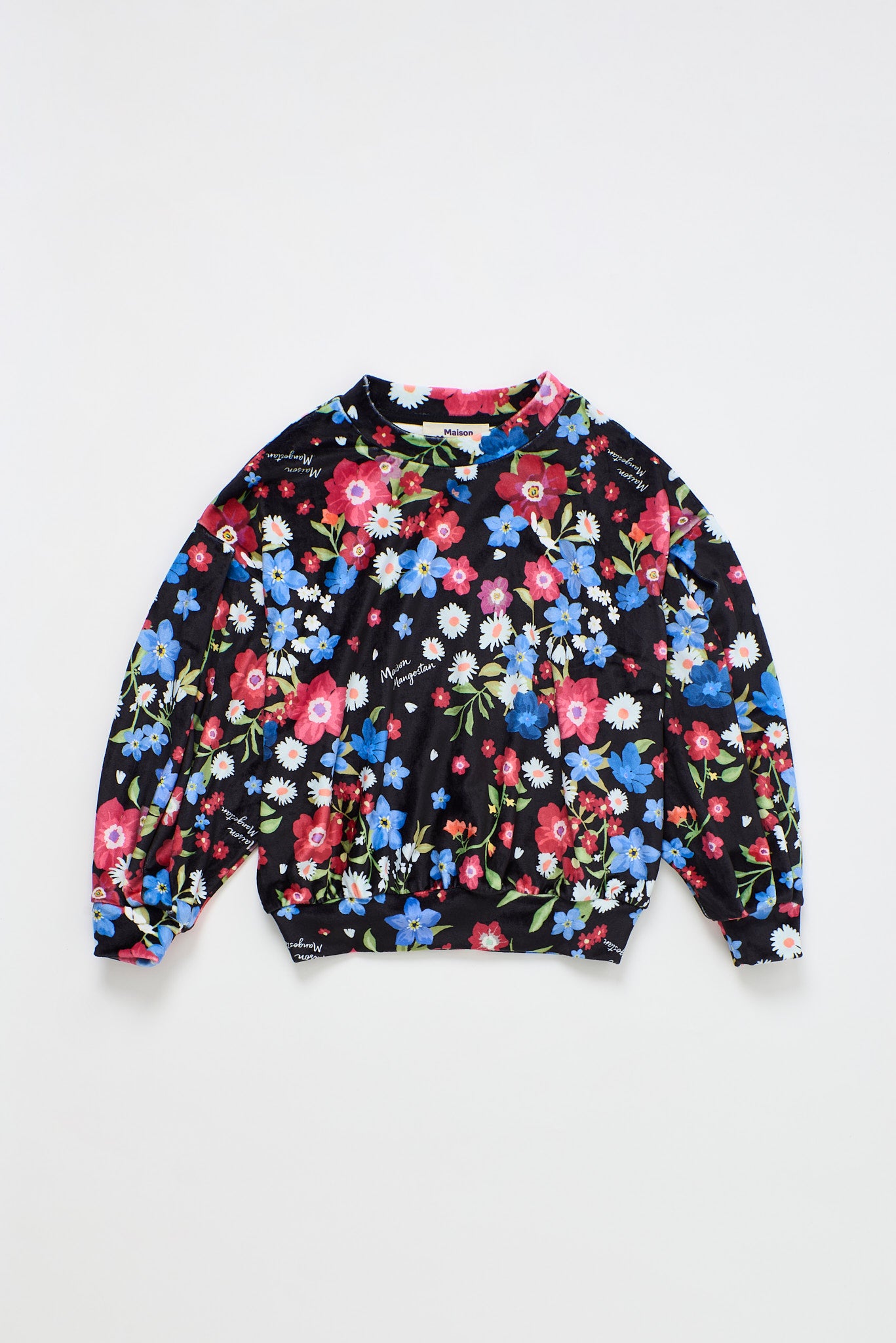 FLORECITAS VELVET SWEATSHIRT BLACK