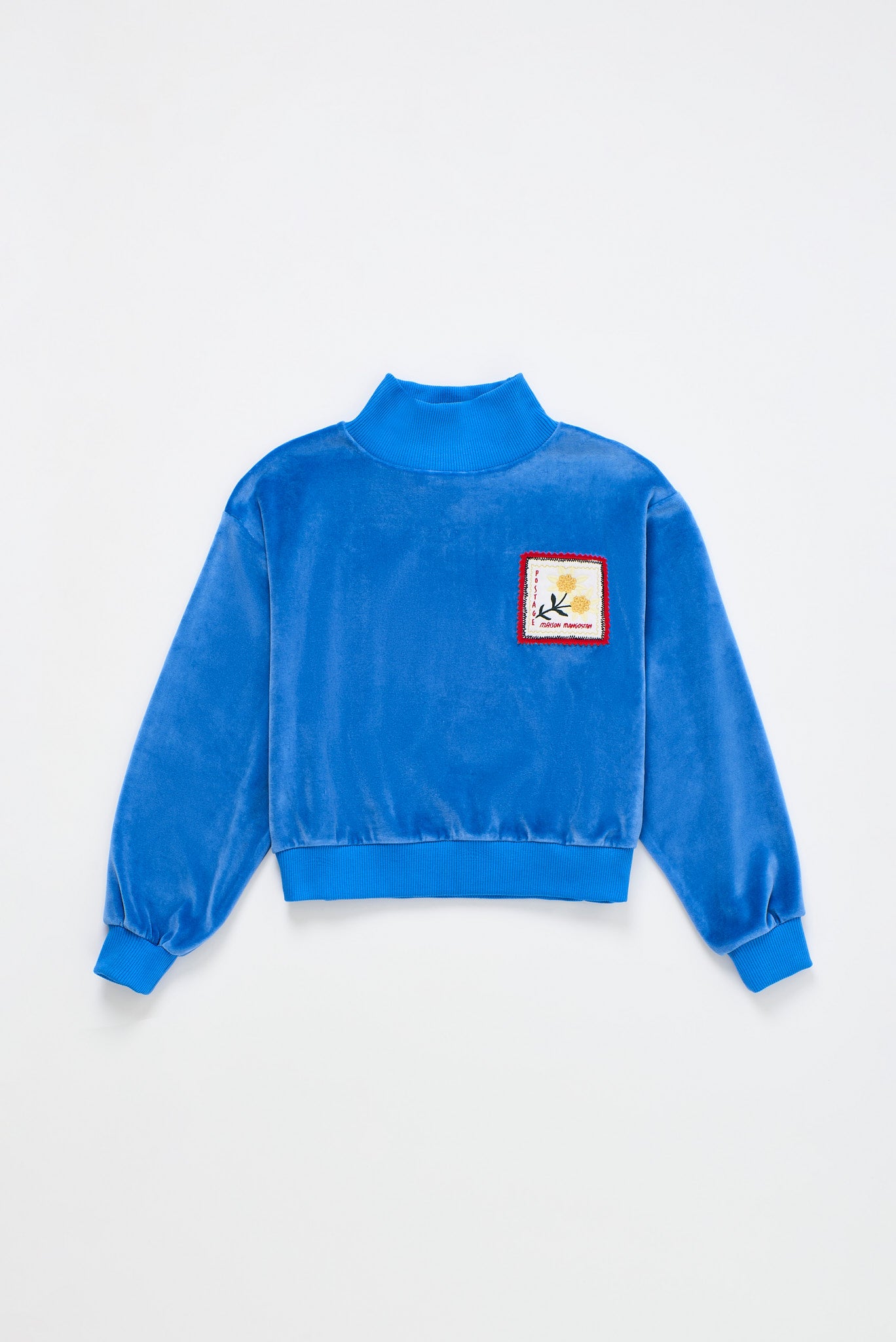 POSTCARD VELVET SWEATER BLUE