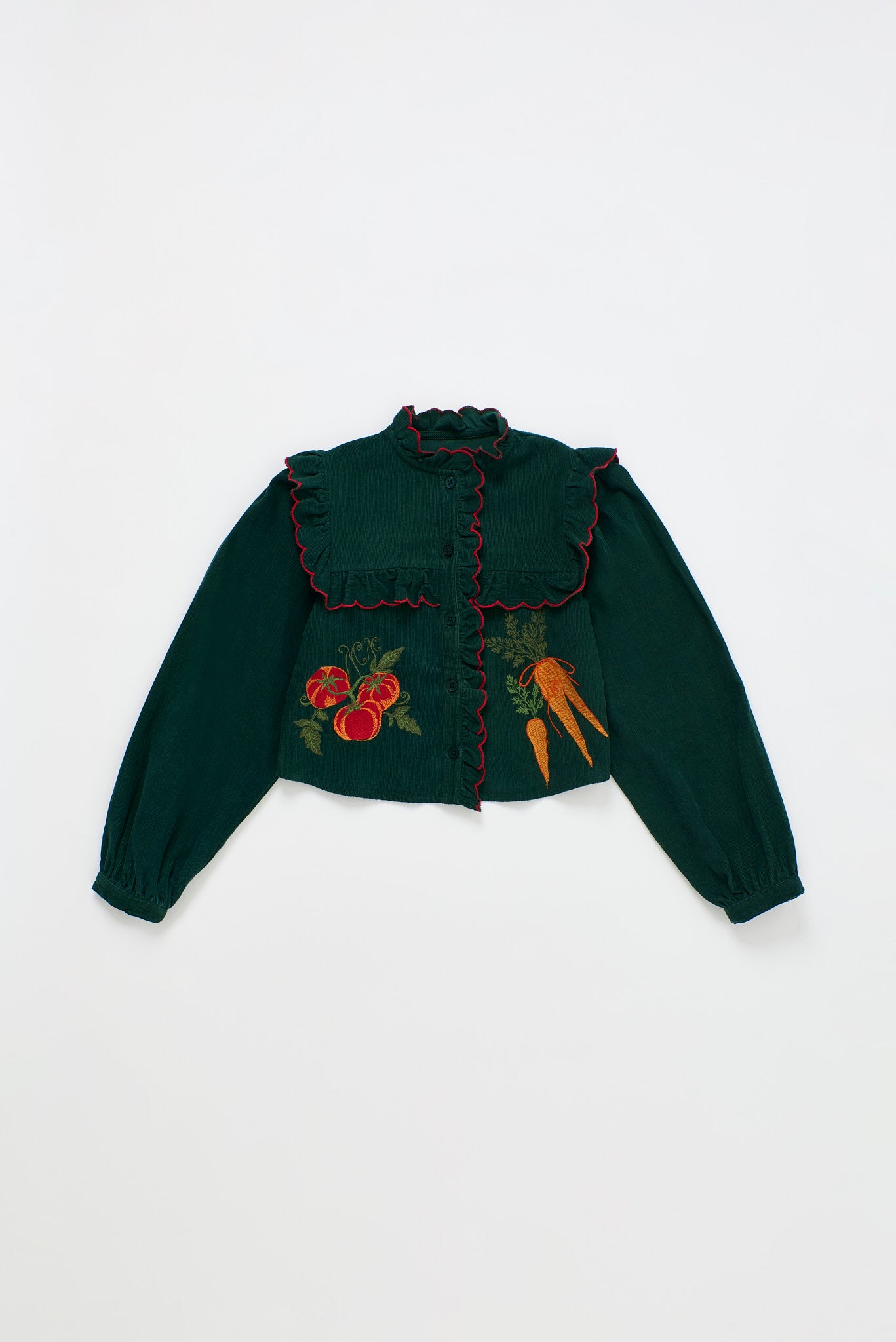 VEGETABLES MICROCORDUROY EMBROIDERY SHIRT GREEN