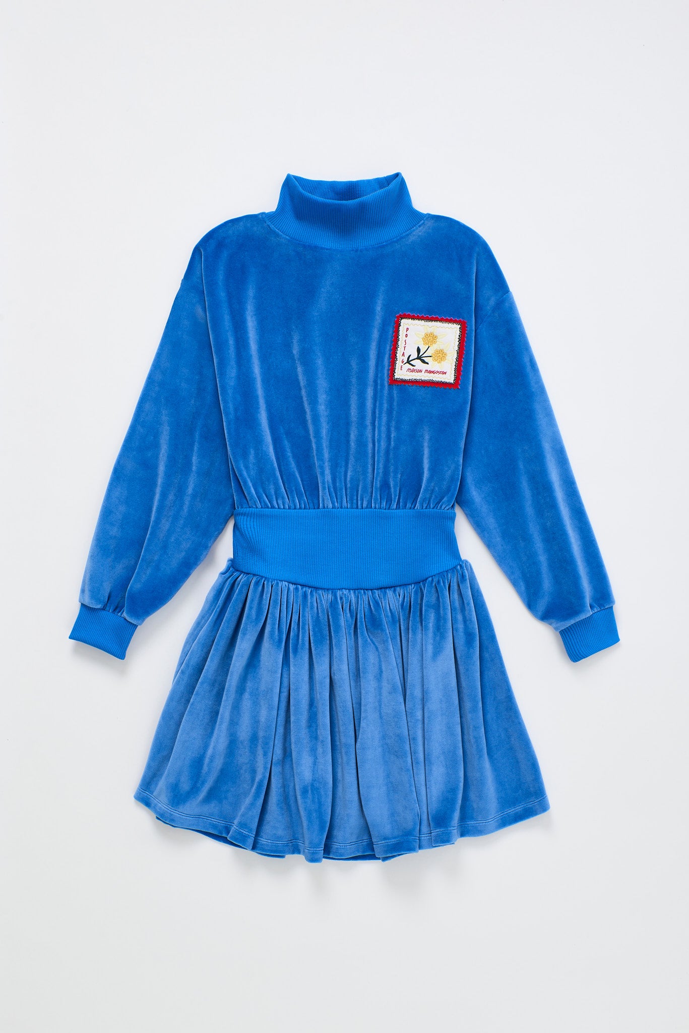 POSTCARD VELVET DRESS BLUE