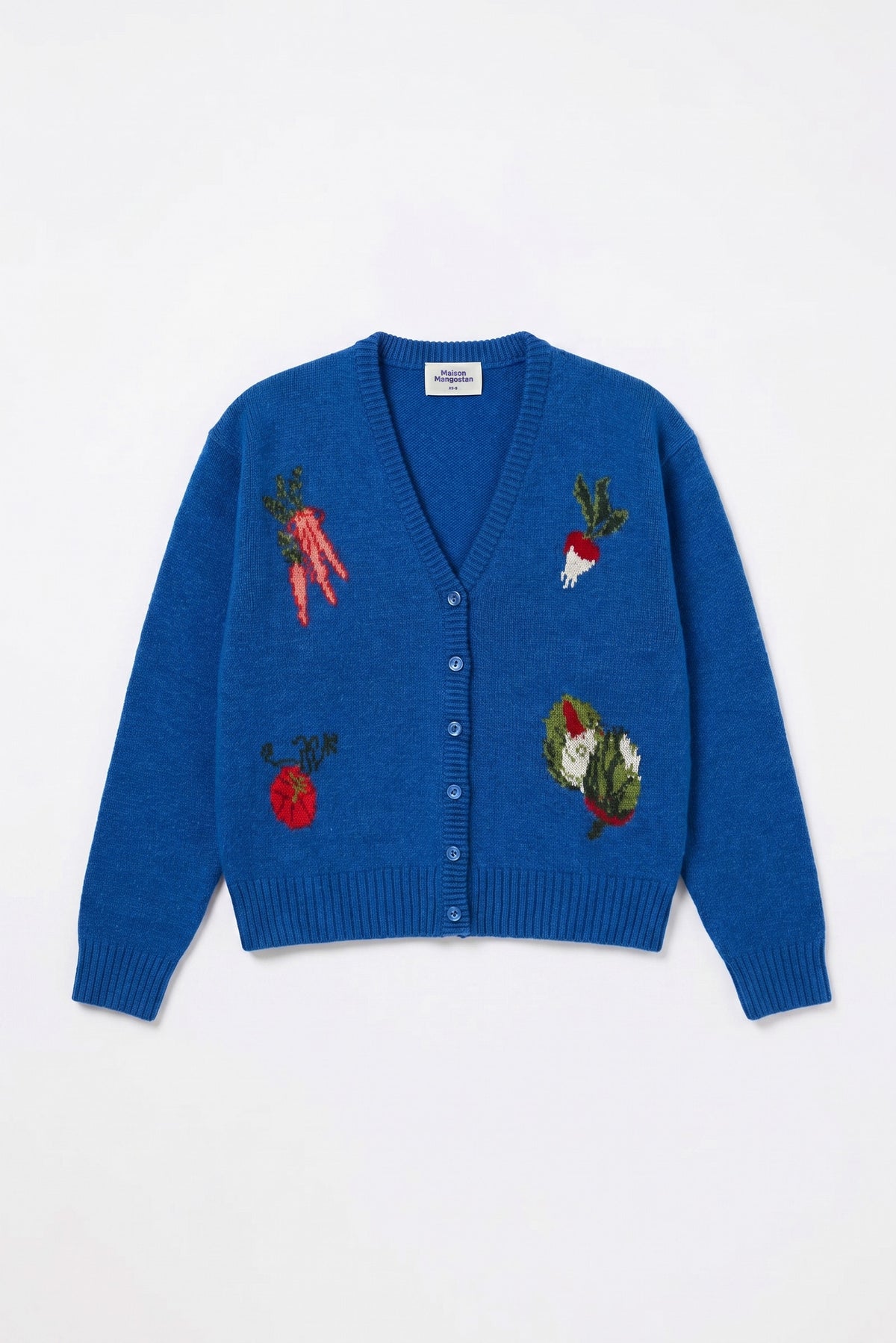 VEGETABLE KNITTED CARDIGAN BLUE