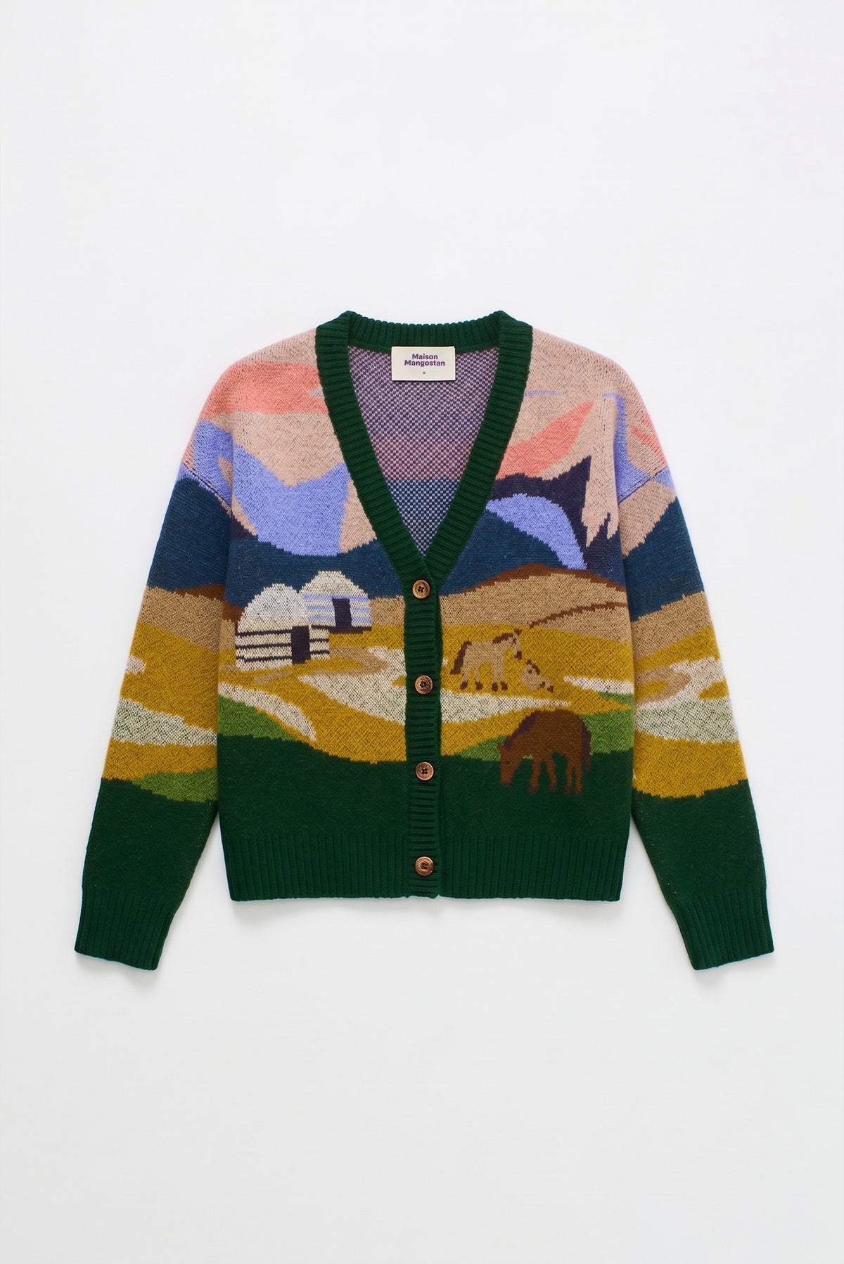 LANDSCAPE KNITTED CARDIGAN BEIGE