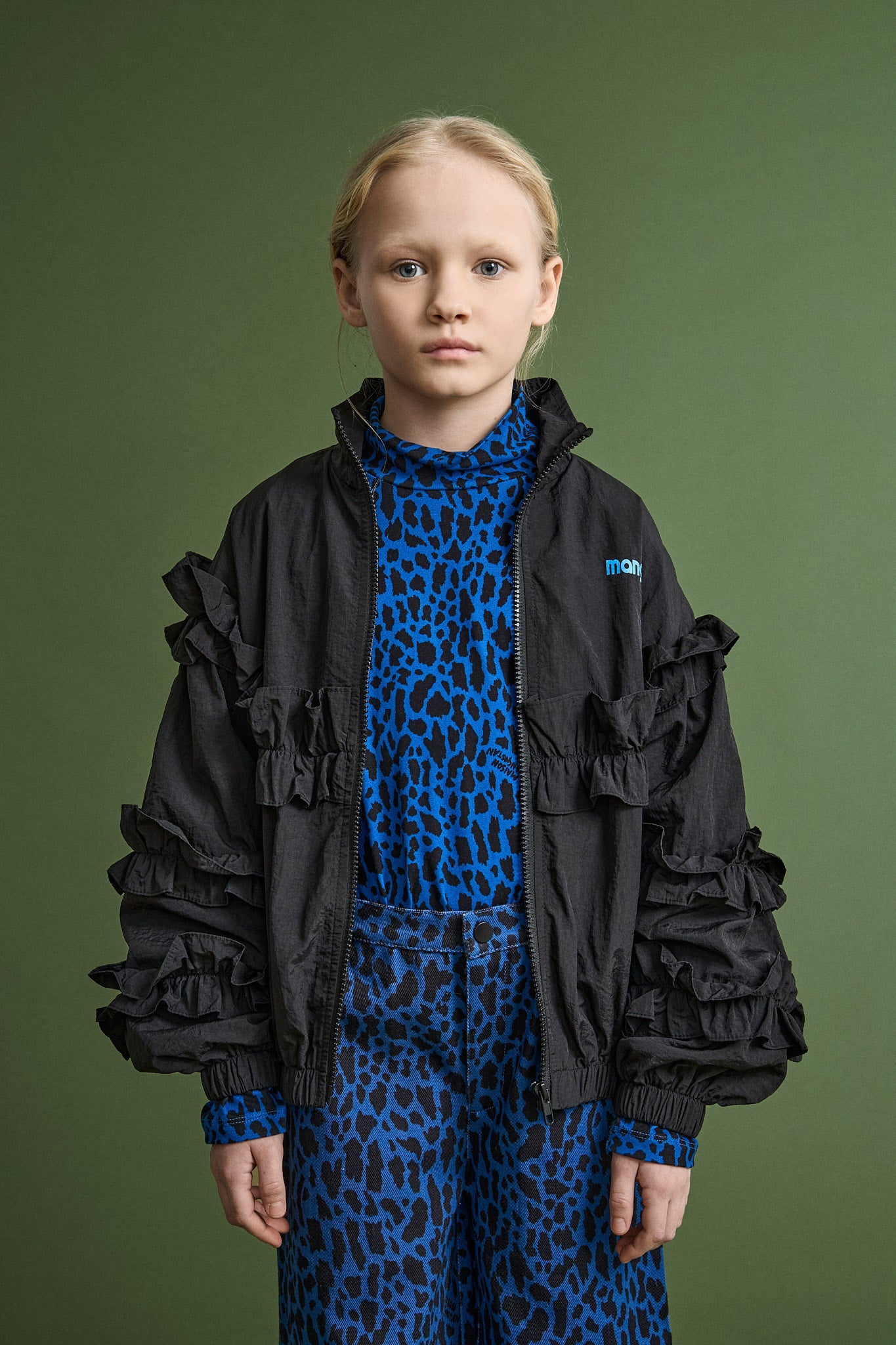 RUFFLES NYLON JACKET BLACK