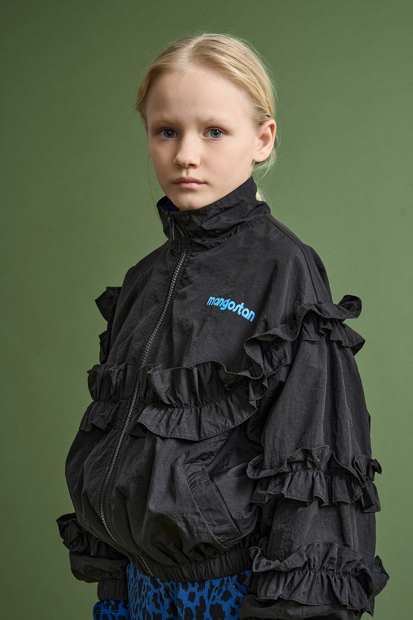 RUFFLES NYLON JACKET BLACK