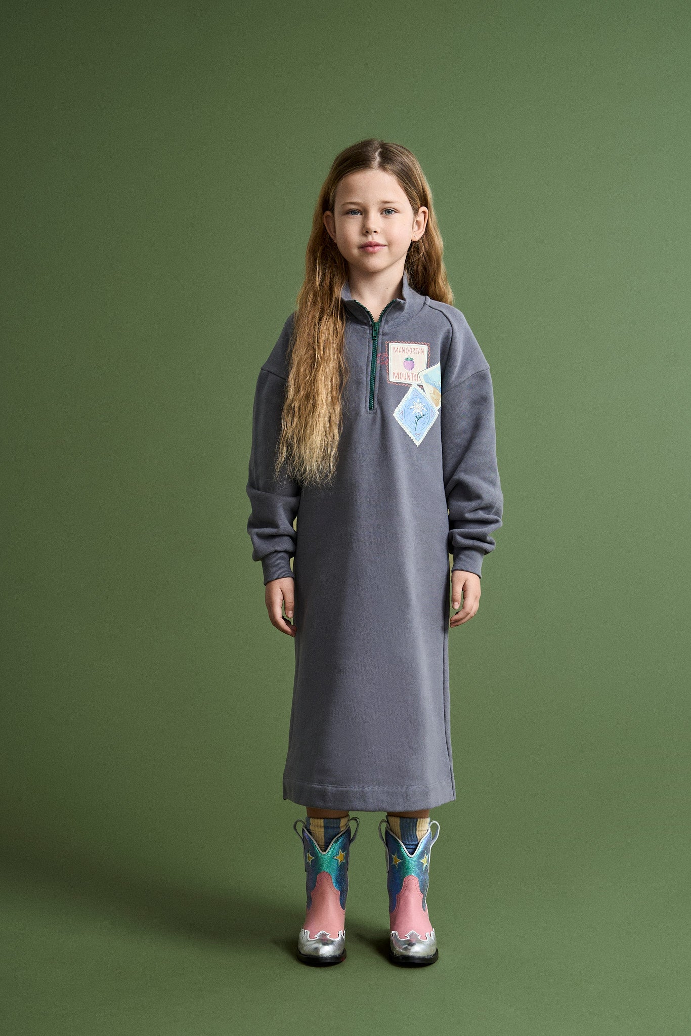 POSTCARD ZIPPER SWEATDRESS GREY