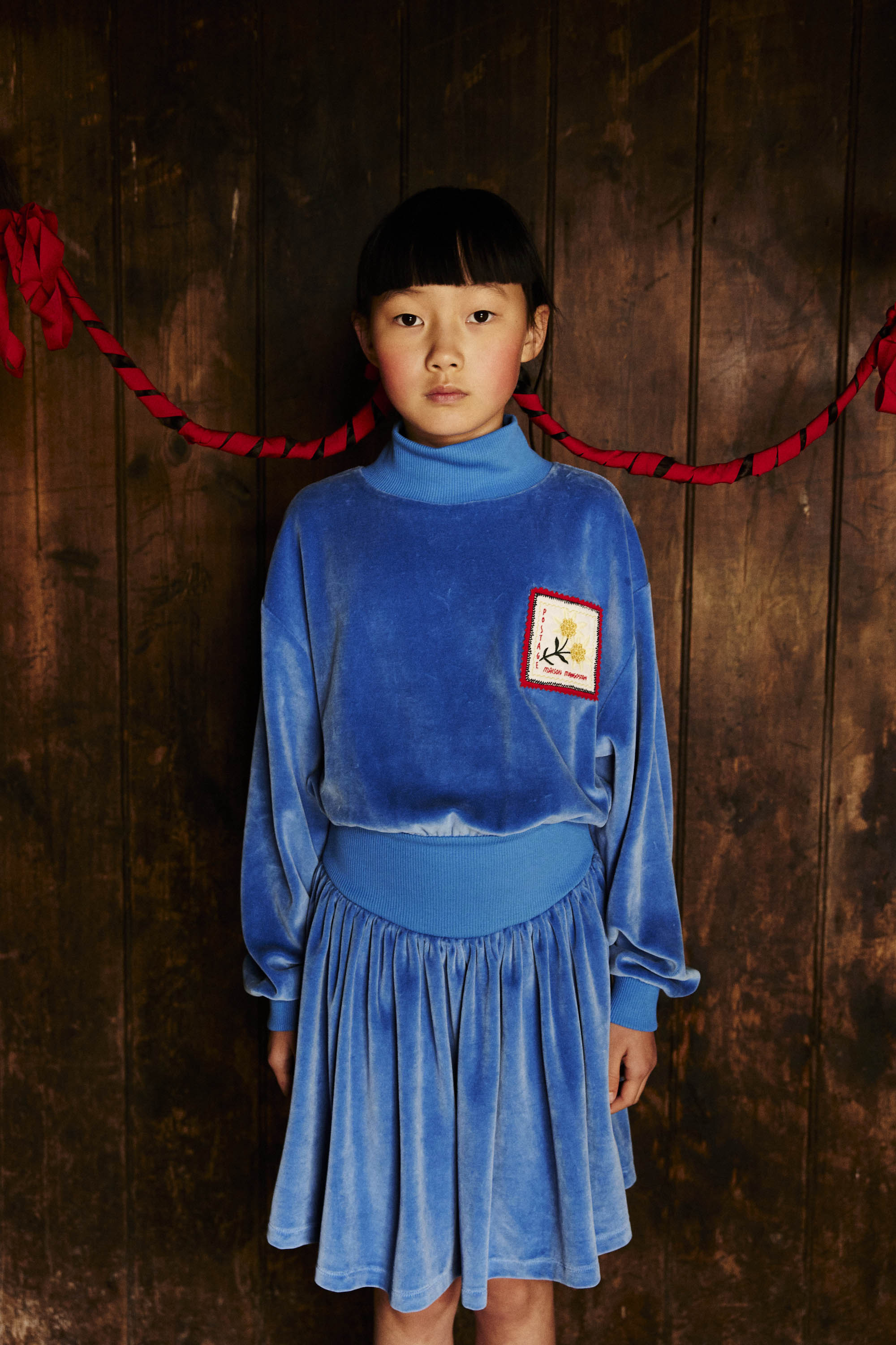 POSTCARD VELVET DRESS BLUE