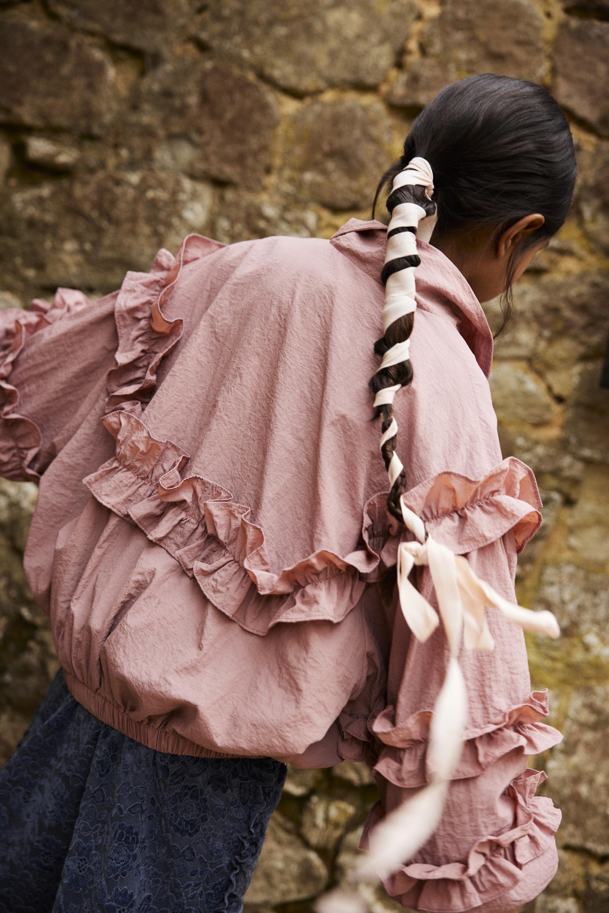RUFFLES NYLON JACKET PINK