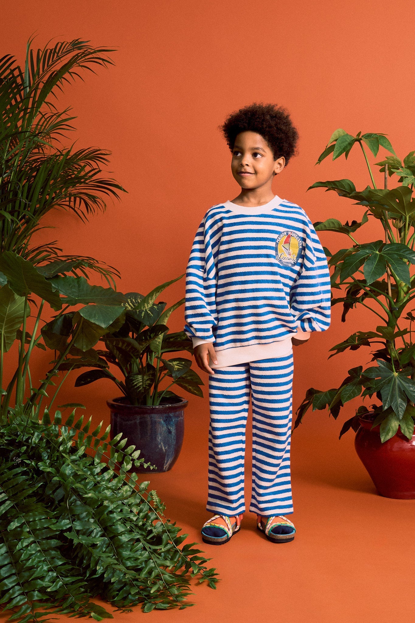 LEVANTE STRIPED KNIT SWEATSHIRT WHITE & BLUE