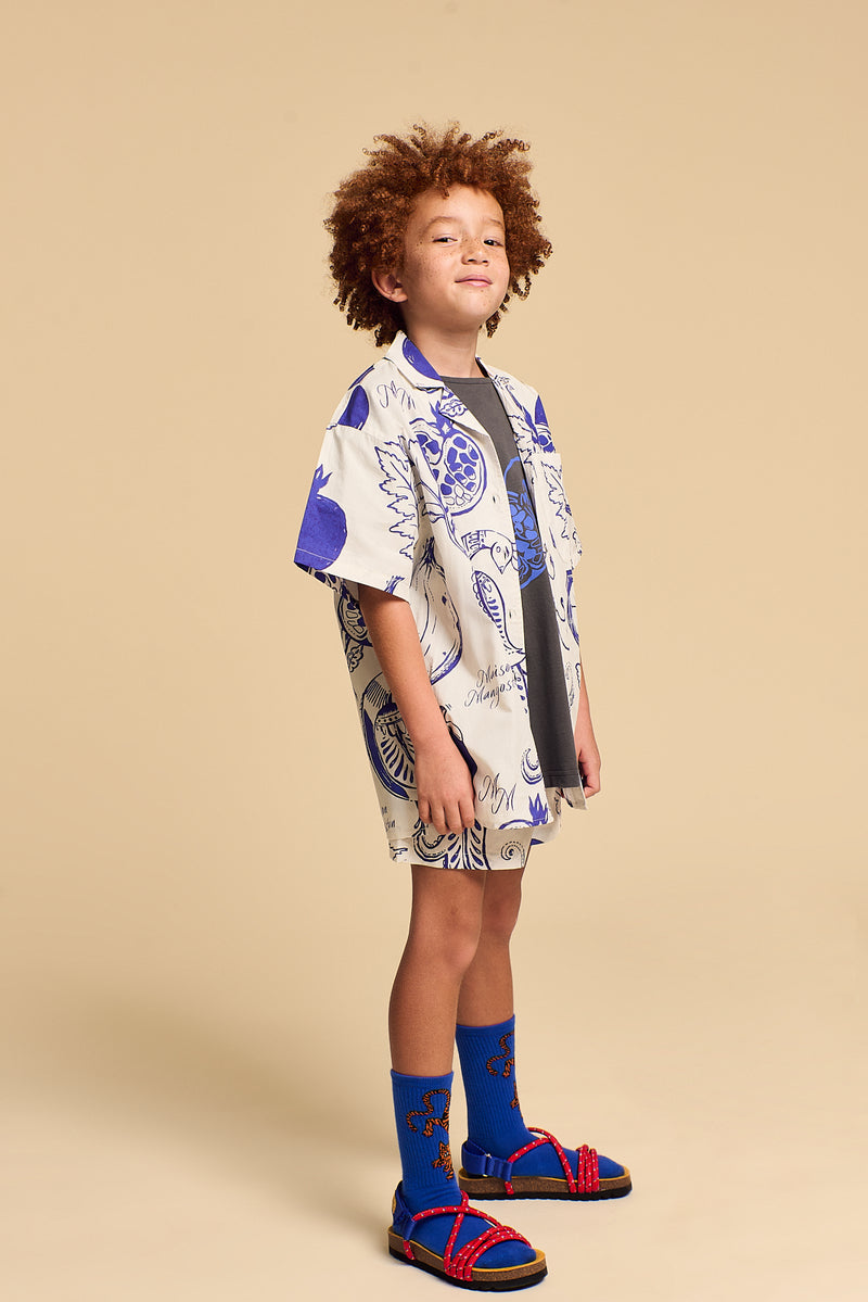 POMMEGRANATE PRINT SHORT WHITE