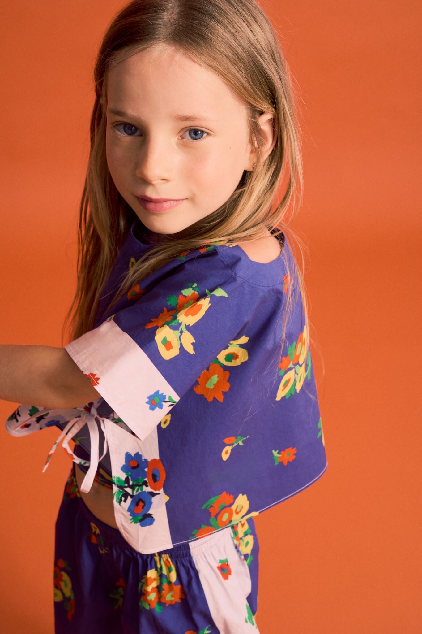 BLOSSOM PATCHWORK TOP BLUE / WHITE