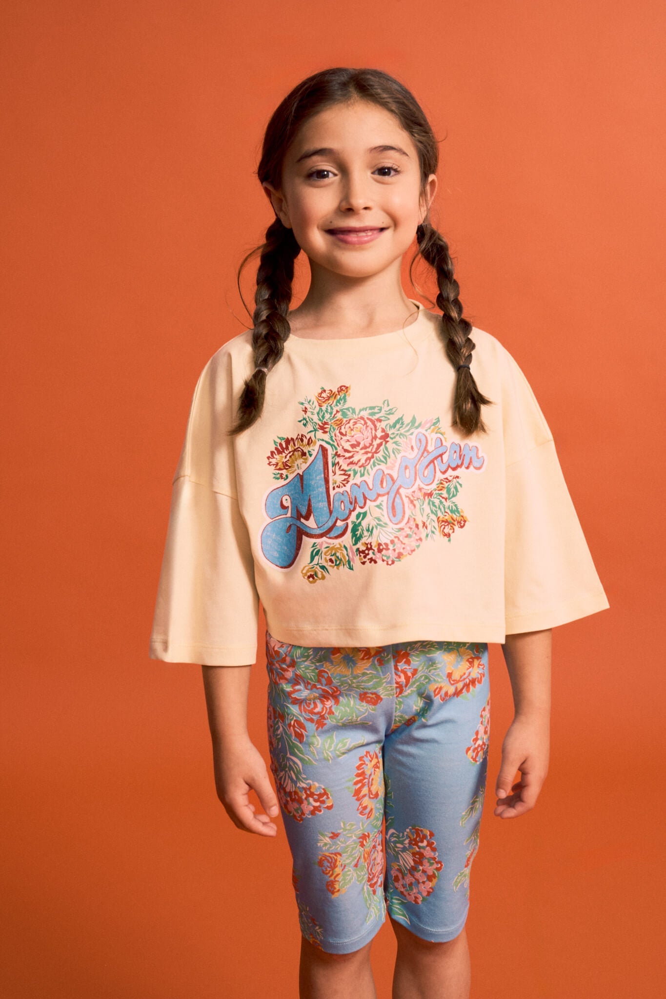 VINTAGE FLOWERS SHORT LEGGINGS LIGHT BLUE