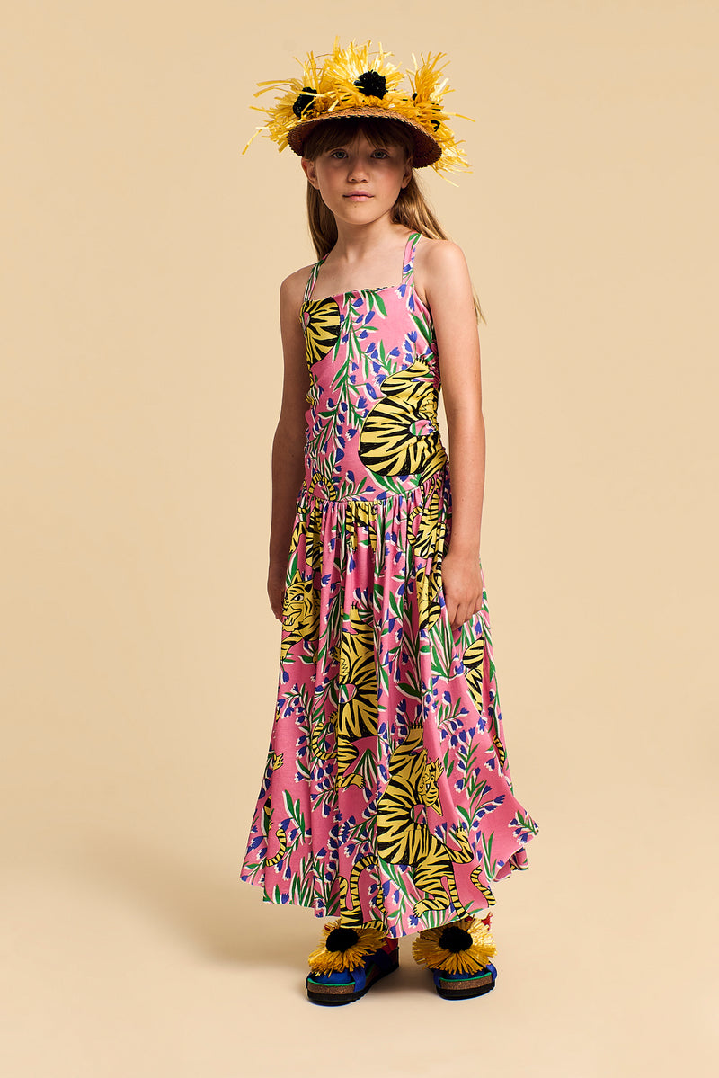 WRINKLE BENGALA DRESS PINK