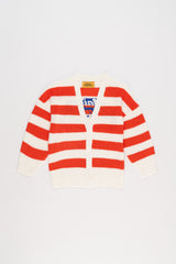 Streifen Strickjacke Rot/Weiß