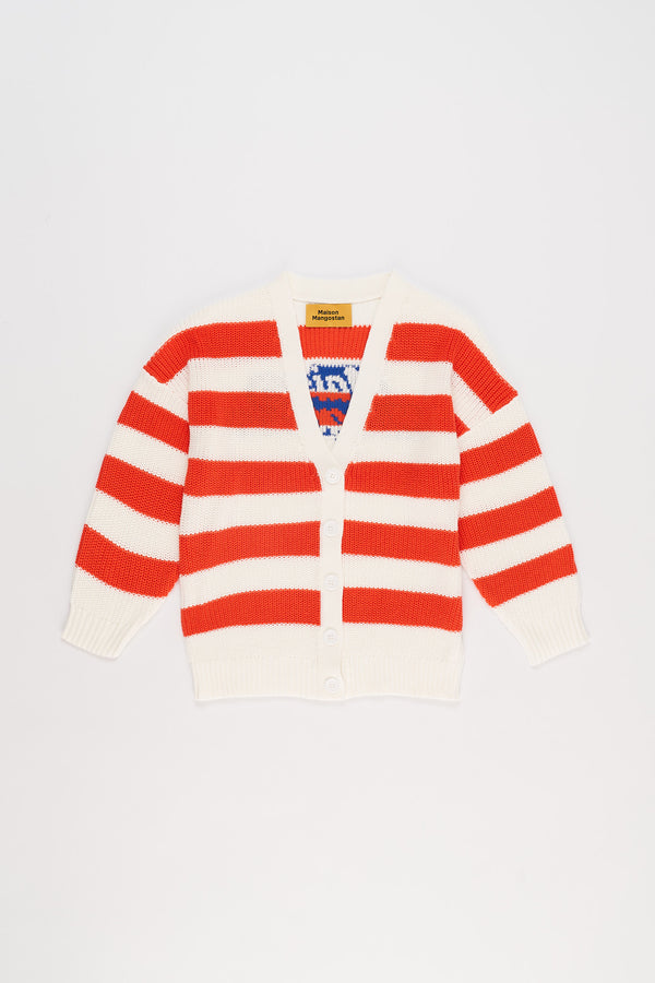 Stripe Cardigan Red/White