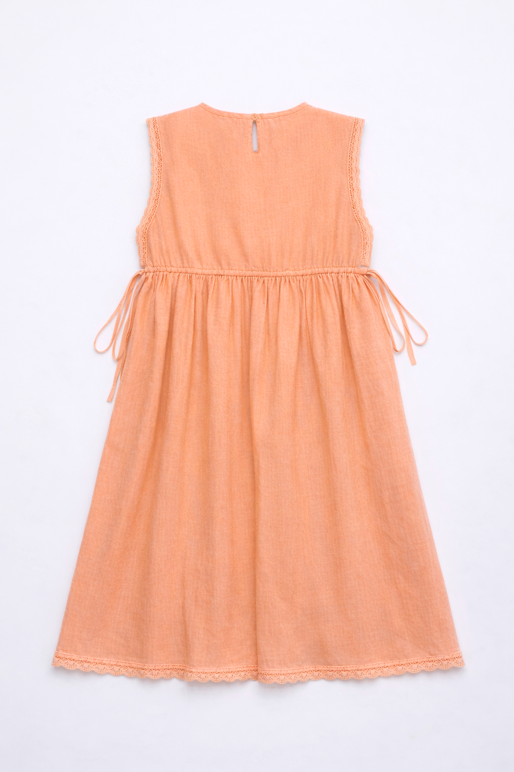 BIRDS EMBROIDERED DRESS PEACH