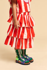 WATERMELON STRIPES SKIRT WHITE/RED