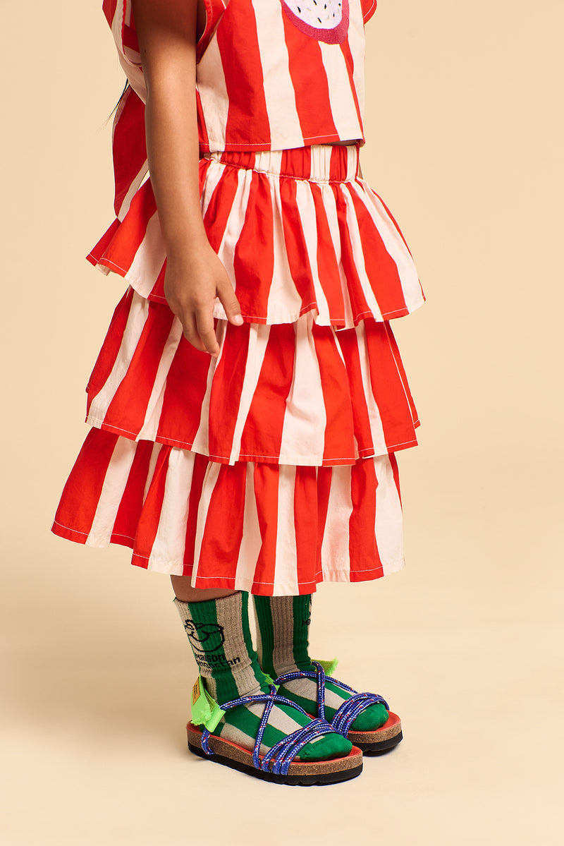 WATERMELON STRIPES SKIRT WHITE/RED