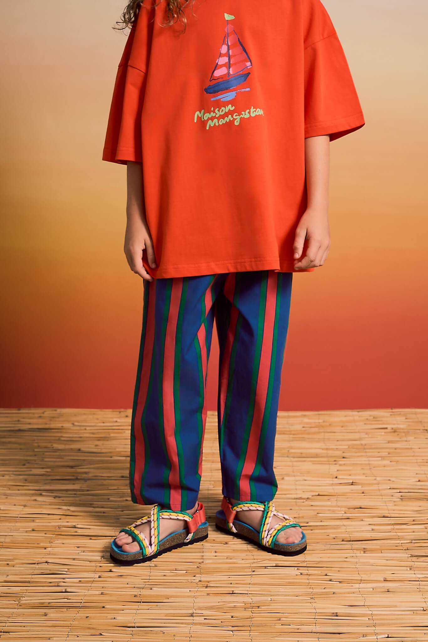 TROPIC STRIPED PANTS NAVY / RED