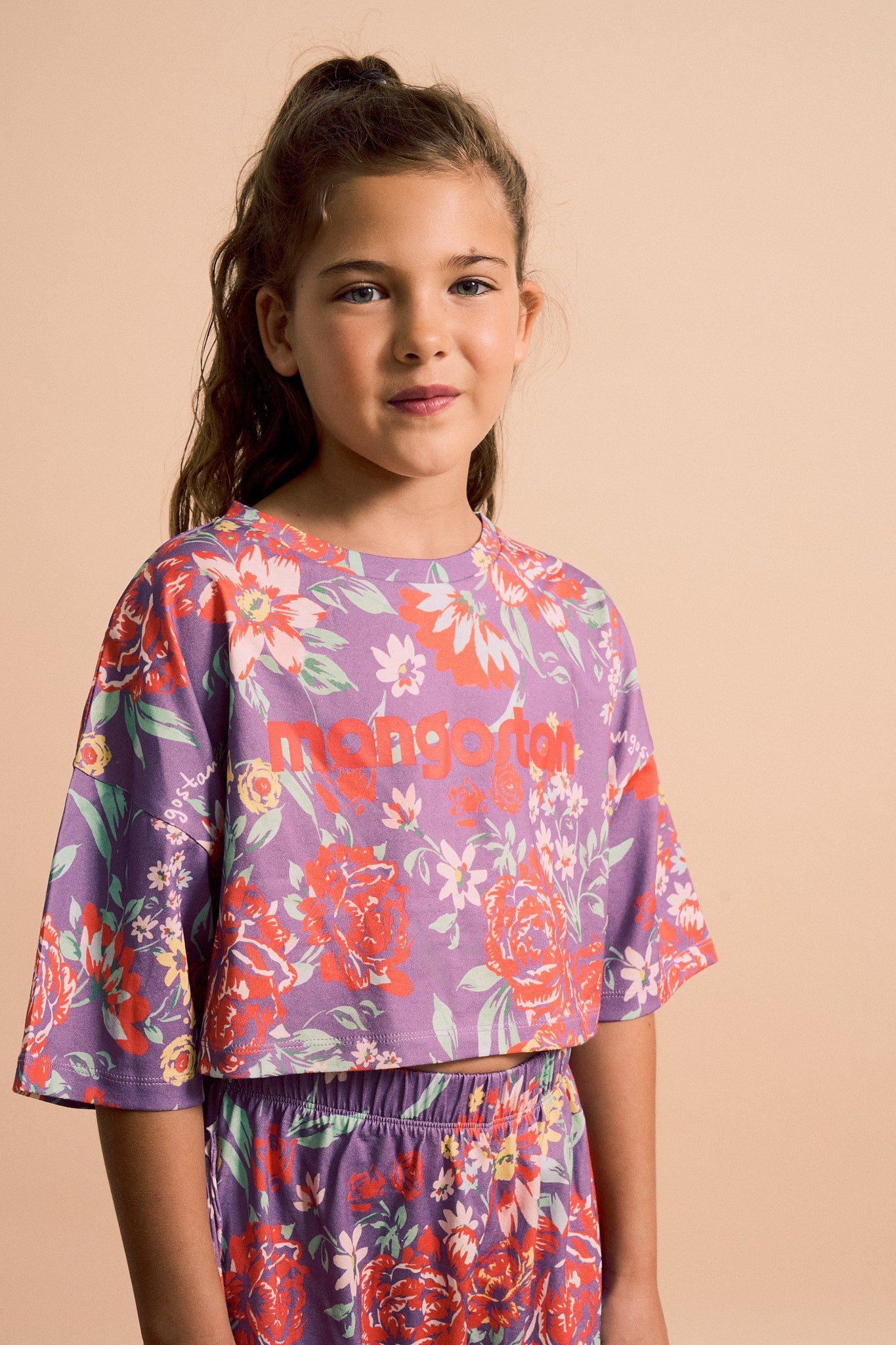 BEVERLY FLOWERS CROP TOP DEEP LAVENDER