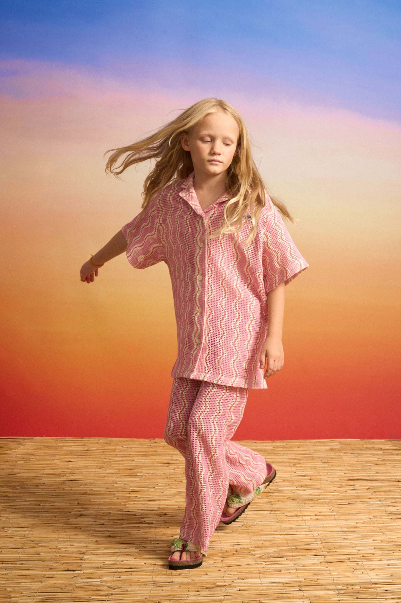 WAVY MESH SHIRT LIGHT PINK