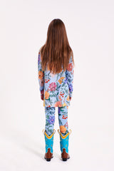 Flowers Leggings Light Blue