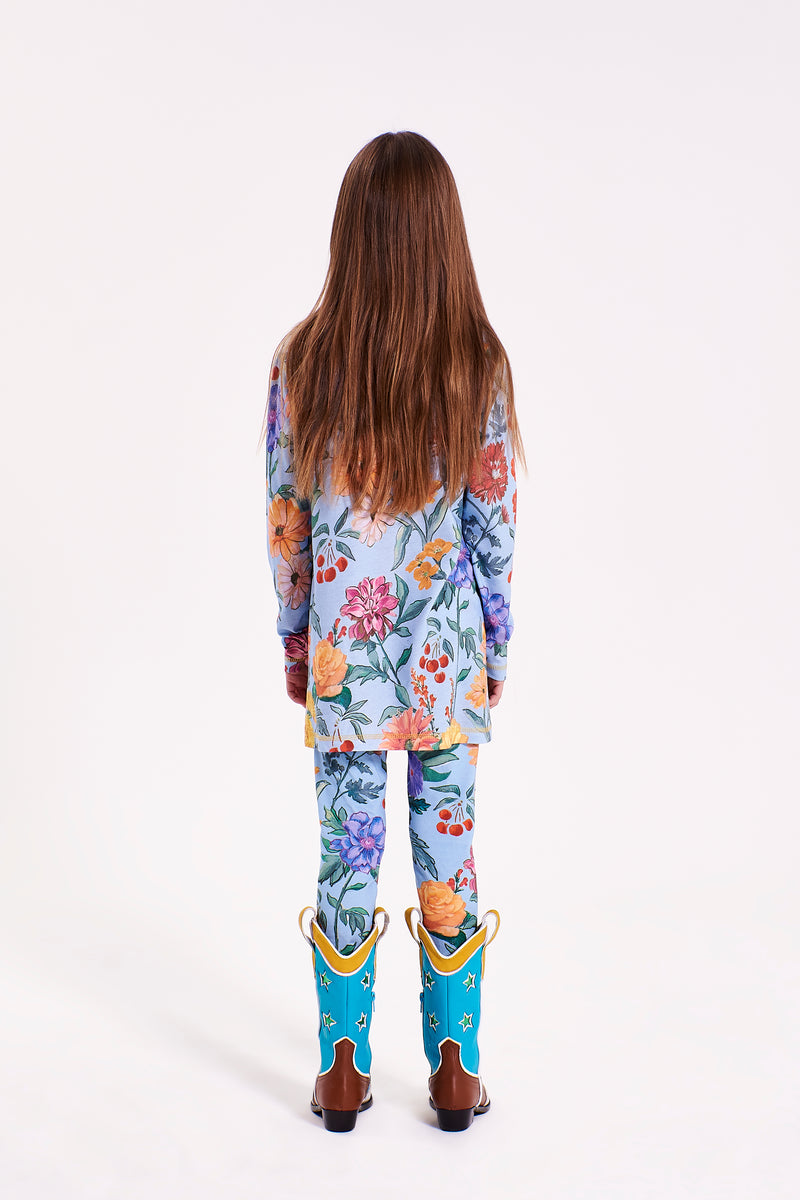 Flowers Leggings Light Blue