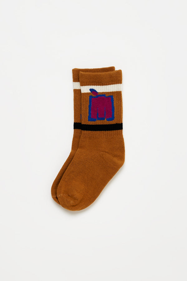 Mangostan Logo Socks Brown