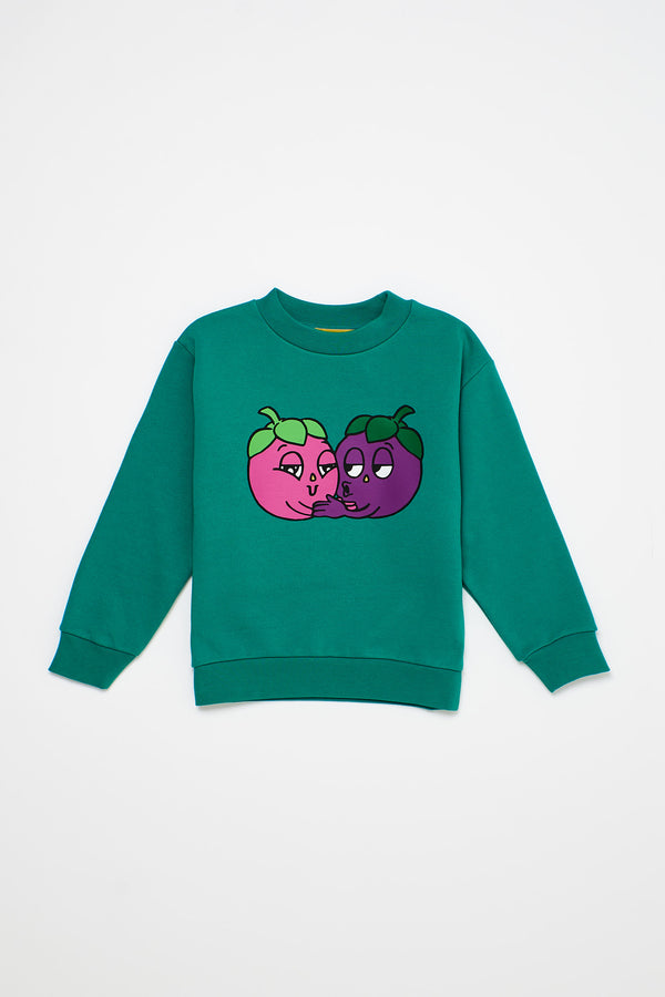 Sweatshirt mit Aufdruck „Küsse“ Grün