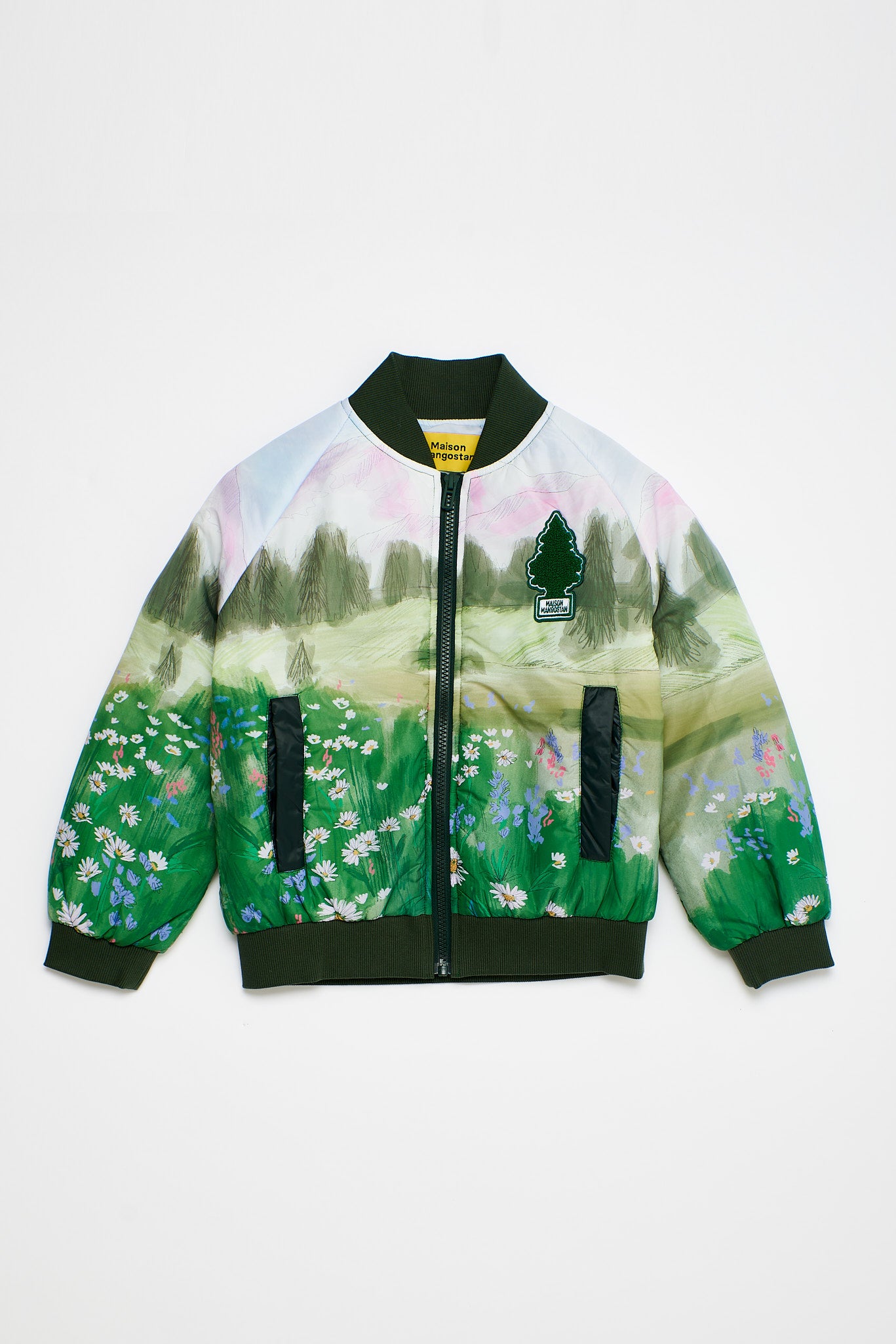 Bomberjacke mit Bärenmotiv Grün