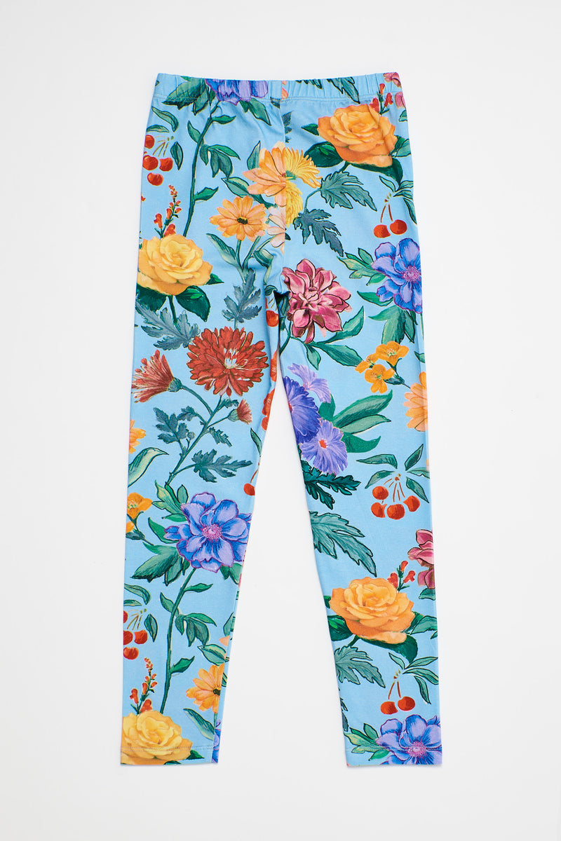 Flowers Leggings Light Blue